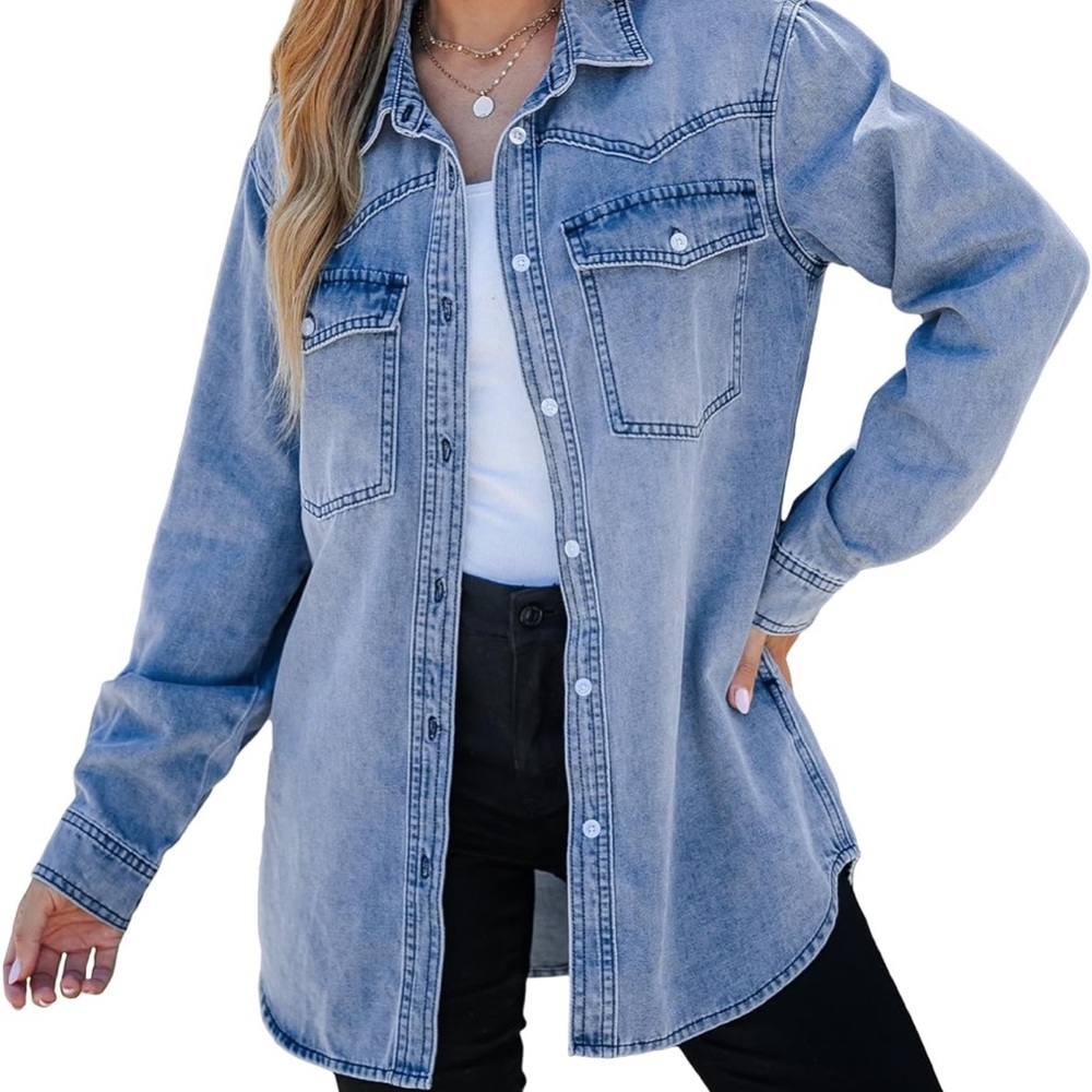 Stylish Denim Button-Up Shirt